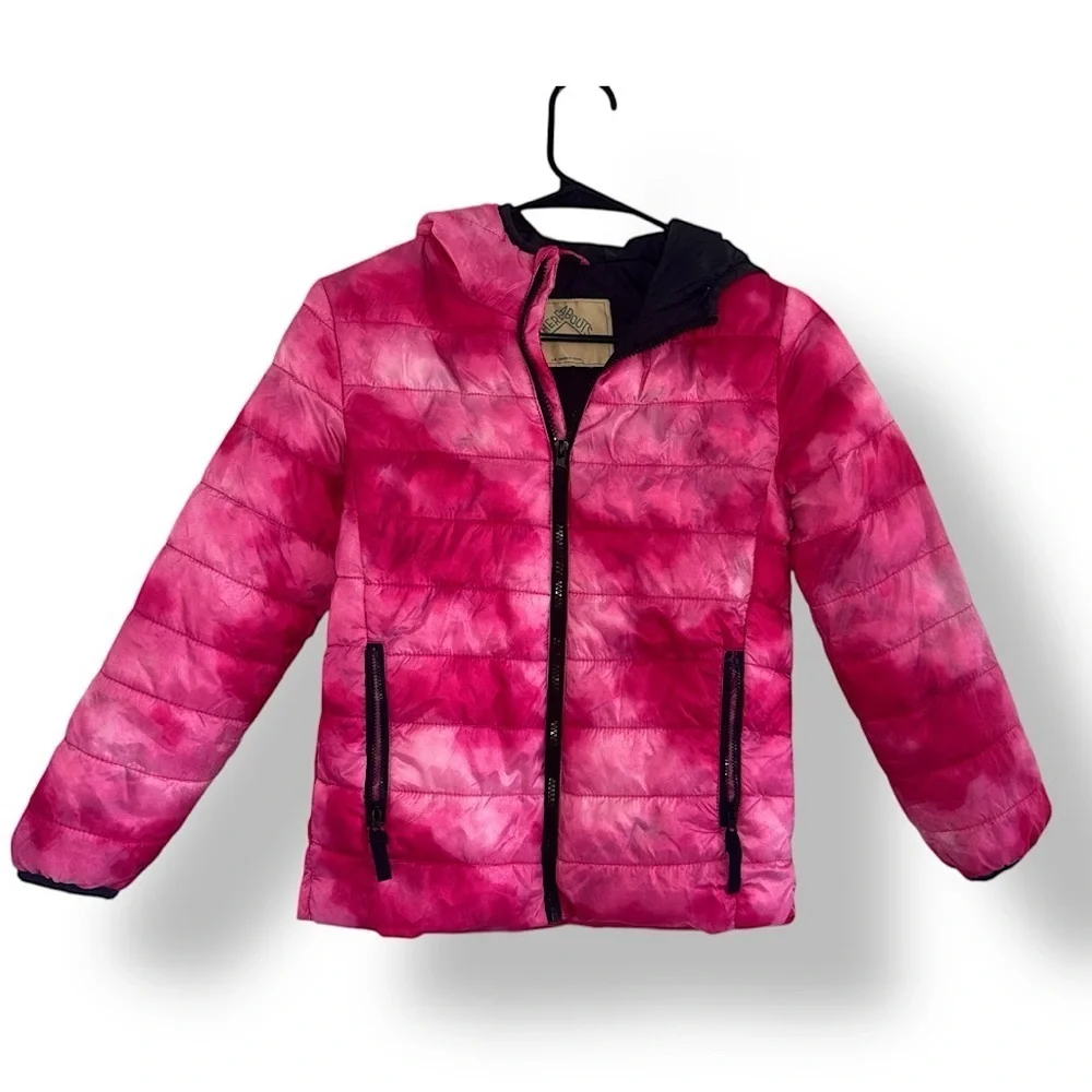 Kids Puffer Jacket Pink Tie Dye